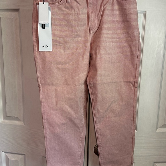 NWT Armani Exchange AX Women  Boyfriend 30 R Cropped Mid-rise Jeans Pink - Picture 1 of 5